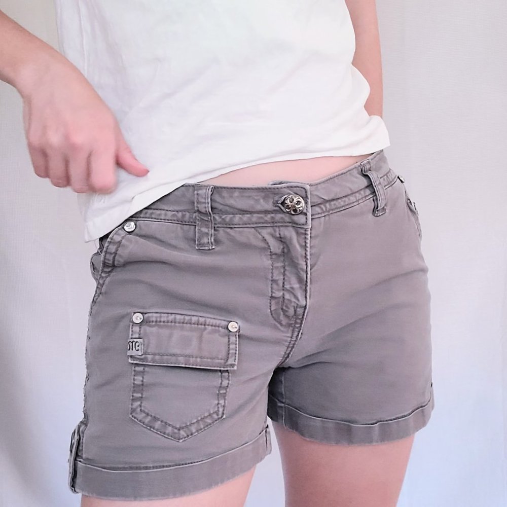 Miss Me Mauve Purple Cargo Denim Shorts Embroidered Wings Back Pockets - 28 - Picture 8 of 14